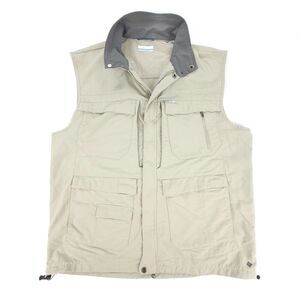 COLUMBIA Outdoor Tactical UPF Field Utility Cargo Vest Mens Large Khaki Gorpcore